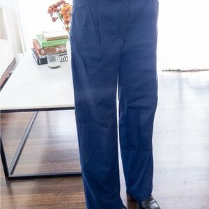 Women’s loose fit indigo trousers
